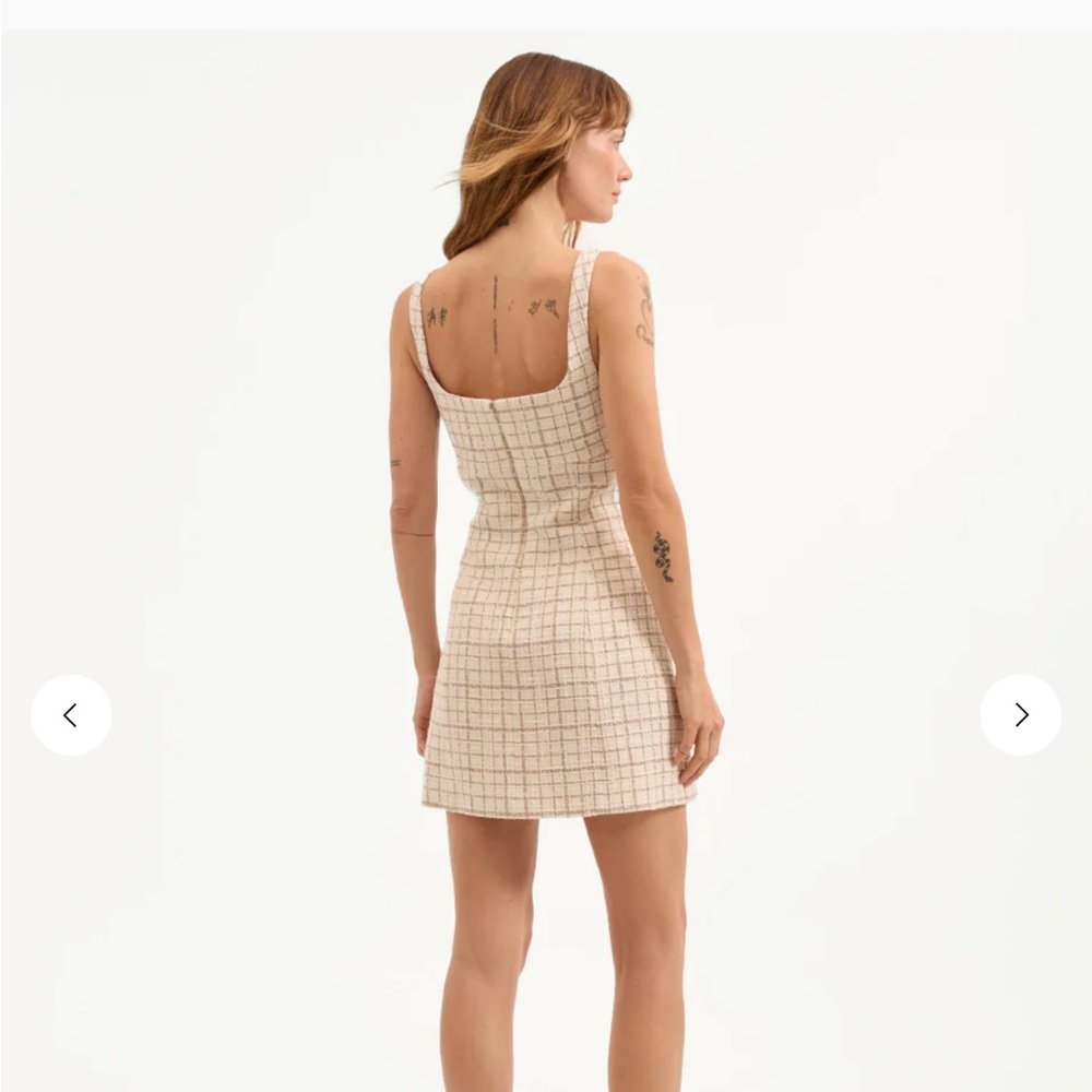 Veronica Beard Cream Plaid Mini Dress - Picture 2 of 3
